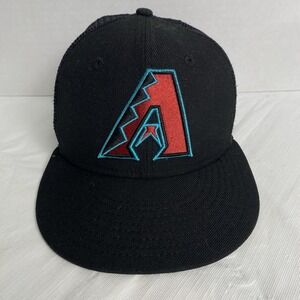 Arizona Diamondbacks Hat New Era 59Fifty Fitted Size 7 Black Mesh Back Cleaned
